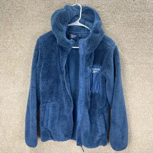 Blue‎ sherpa hoodie faux fur front pockets comfy small sherpa hoodie zip jacket thumbnail 2