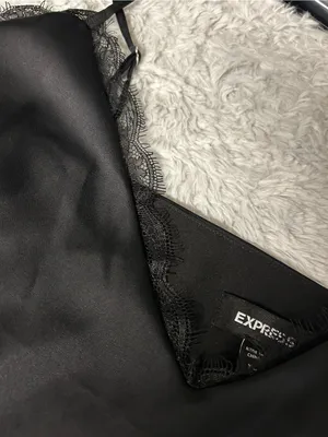 Express Black Eyelash Lace-Trim Cami Tank Top thumbnail 6