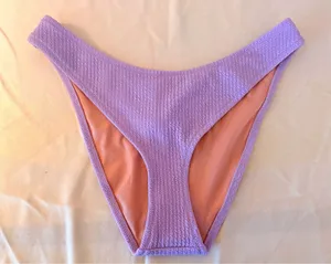 J.Crew‎ Bikini Bottom Womens L Purple NEW Cable Knit High Leg BC050 thumbnail 1