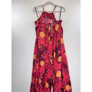 Free People Womens Jumpsuit Raspberry Luca Wide Leg Floral Halter Boho Large thumbnail 8