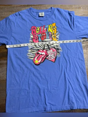 Comfort Colors Blue Short Sleeve Graphic Tee with Rolling Stones Print thumbnail 5