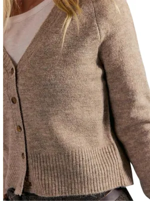 Free People School Girl Cardigan Feather Gray Size Large thumbnail 3