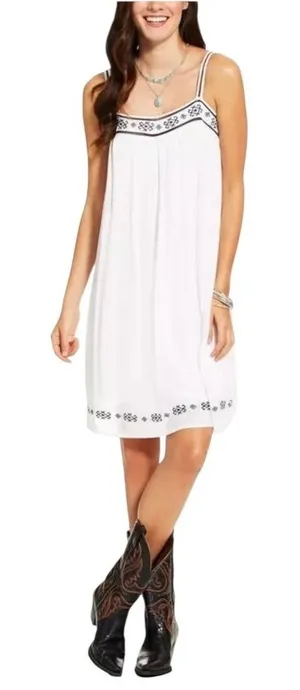 Ariat Dress Women Medium‎ White Gauze Embroidered Western Brandy Mini Boho thumbnail 1