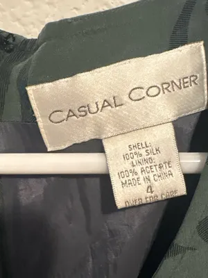 Vintage 90s casual corner empire waist dress 100% silk Green floral thumbnail 2