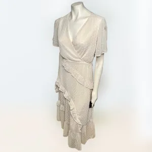 Lulus | Swiss Dot Ruffled Midi Dress in Cream NWT Style: Next to You thumbnail 6