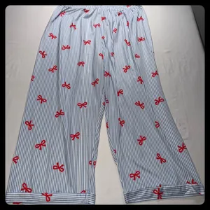 Unbranded Pajama Set Women 4X Blue Red Striped Bow Print Sleepwear Loungewear thumbnail 4