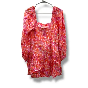 Amanda Uprichard‎ Mini Dress Women’s Size Small Pink Orange Long Sleeve Ruffle thumbnail 2