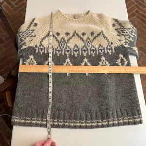 Vtg 90s J. Crew 100% Wool Fair‎ Isle Knit Sweater sz medium classic vintage READ thumbnail 7