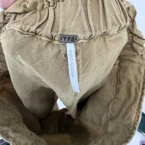 YFB Young Fabulous & Broke Women Brown Linen Rayon Wide Leg Crop‎ Pants Large thumbnail 3