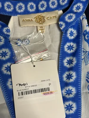 Anna Cate Blue White Halter Mini Dress Tassel Belt Extra Small NWT thumbnail 3