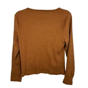J. Crew Factory Long Sleeve Ribbed Henley Top Rust Brown Orange Size L Casual‎ thumbnail 5