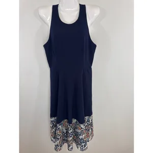 Hutch Navy Blue Butterfly Wing Print Hem Racerback Fit & Flare Dress 6 Whimsical thumbnail 2