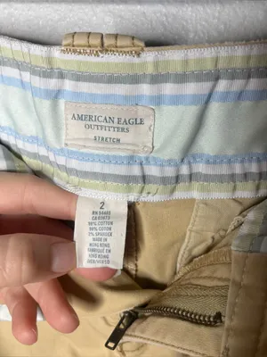 Y2K Vintage American Eagle Khaki Low Rise Mini Shorts Stretch Cotton Chino thumbnail 7