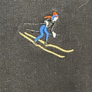 Lou & Grey LOFT Womens Black Embroidered Skier Ski Sweatpants Small Cozy Winter thumbnail 7