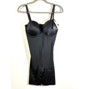 Spanx Suit Your Fancy Strapless Cupped Mid-Thigh Bodysuit Very Black 10156R M thumbnail 2