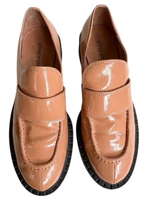 EUC Jeffrey Campbell Leather Librarian Loafers Tan Patent Size 9.5 thumbnail 1