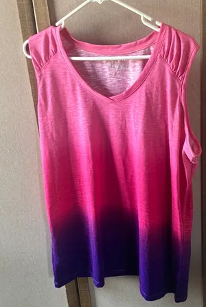 FINAL MARKDOWN Made for Life Pink and Purple Ombre Tank Top xxl thumbnail 1