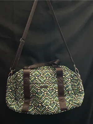 Vera Bradley Rainforest Geometric Multicolor Duffel Bag with Brown Straps thumbnail 2