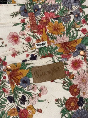 Free People x Wrangler Floral Print High Rise Bootcut Jeans 26 x 34 Western Boho thumbnail 5