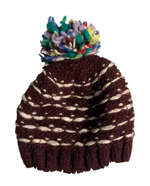 Aerie Beanie Chunky Knit Burgundy Multi Pom Pom One Size thumbnail 1