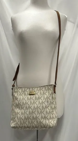 Michael Kors Cream & Brown Jet Set Crossbody Messenger Bag thumbnail 1
