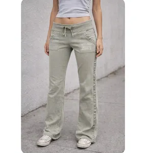 Hollister Y2K Low Rise Drawstring Flare Sweatpants Sage Green Small thumbnail 2