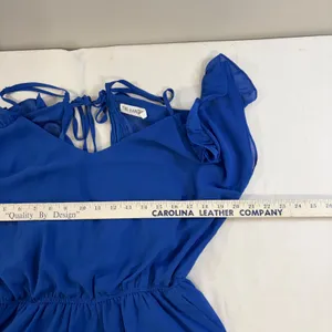 The Hanger Boho Blue Ruffle‎ Cold Shoulder Romper Strappy Back M Cottagecore thumbnail 5