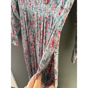 Knox Rose Blue Pink Floral Smocked‎ Waist Midi Dress with Pockets Large Boho thumbnail 6