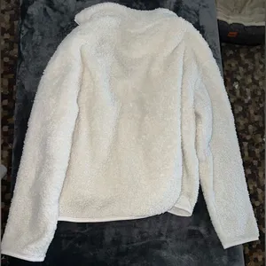 Aerie Offline Fluffy Sherpa Quarter Zip Sweatshirt in Toasted Coconut Size Small thumbnail 7