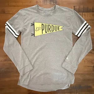 Champion Purdue University Long Sleeve T-Shirt‎ Gray Top vintage style Medium thumbnail 1