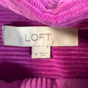 LOFT Magenta Corduroy Button Down Top Womens Medium Peter Pan Collar Puff Shoule thumbnail 7