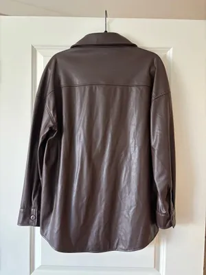 Brown Faux Leather Jacket Size M thumbnail 3