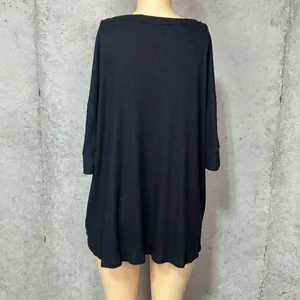 Three Bird Nest Leila Ribbed Henley oversized Top - Black thumbnail 6