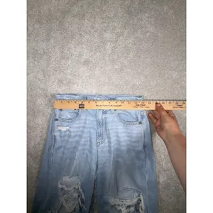 american‎ eagle curvy super high rise baggy wide leg 2 Reg Distressed thumbnail 7