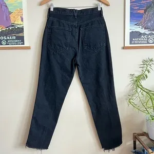 We The Free Free People Distressed High Rise Straight Leg Jeans Black Size‎ 27 thumbnail 2