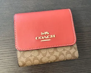 Small Trifold Wallet In Colorblock Micro Signature Canvas CF369 thumbnail 1