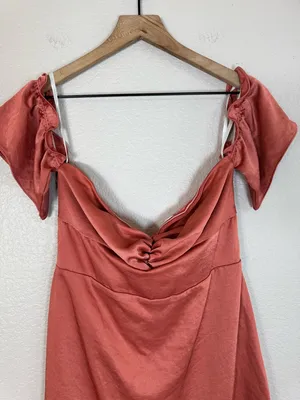 Superdown x Revolve Tammie Off The Shoulder Mini Dress in Rust Satin Large $68 thumbnail 7