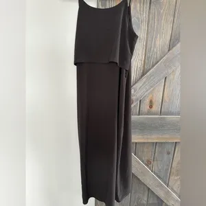 Olivia Grey Womens Midi Dress Black Draped Ruffle Spaghetti Strap Size S thumbnail 3