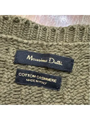 Massimo Dutti Cotton Cashmere Cable Knit Sweater Olive Green Small thumbnail 5