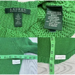 Lauren Ralph Lauren Sweater Women Small Kelly Green Crew Neck Cable Knit thumbnail 3