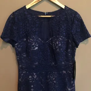 NWT J S‎ Collections Navy Lace Cocktail Dress Sz 2 thumbnail 5