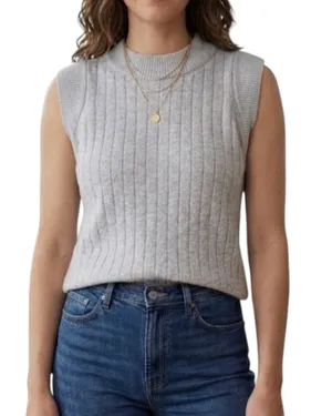 Retro Gray Sweater Vest Ribbed Who What Wear Grandpa Preppy M Crewneck thumbnail 1