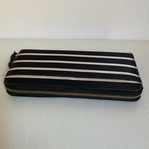Kate Spade New York Black White Striped Zip Around Wallet Continental Purse thumbnail 10