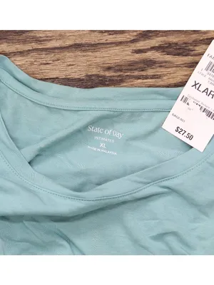 NWT State of Day Womens Cotton Blend Short-Sleeve Sleep Tee Canton Blue Green XL thumbnail 6