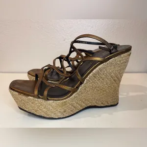 Donald J. Pliner Women’s Shaba Bronze‎ Straps Platform Wedge Sandals Size 7.5 thumbnail 2