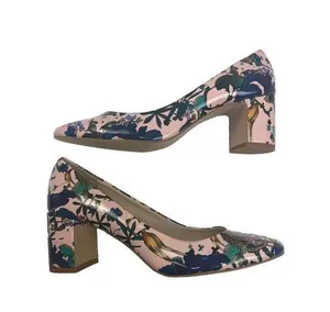 Zara Basic Tropical Animal Floral Pink Block Heel EU Size 36 (us size 6) NEW thumbnail 1