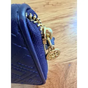 Tory Burch Fleming Zip Continental Wallet Navy Blue Quilted Leather OS Soft Luxe thumbnail 12