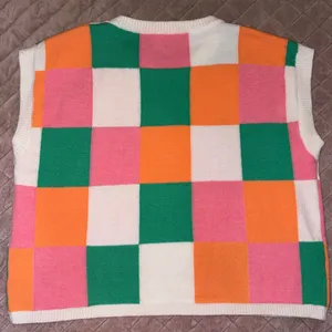 NWOT BiBi Multicolor Checkered Women's Sweat Vest Pink thumbnail 7