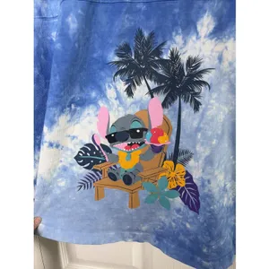 Disney Spirit Jersey Stitch‎ Disneyland Womens L Blue Tie Dye Long Sleeve Cotton thumbnail 4