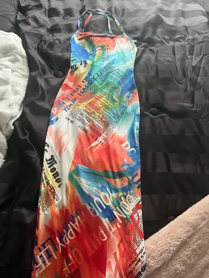 Multi Colored Sun Dress Orange Size M thumbnail 3
